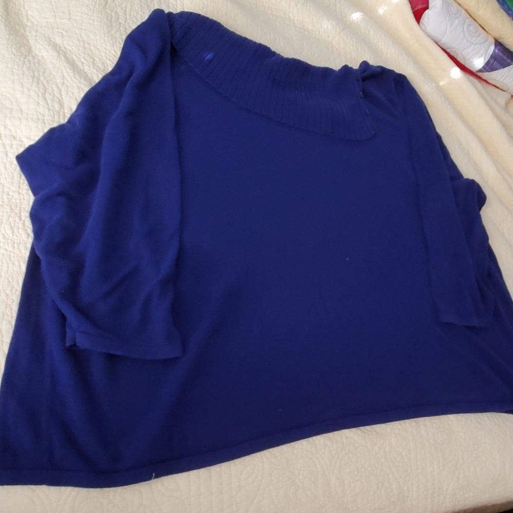 Bright blue cowl neck sweater